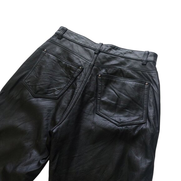Wilsons Leather Vintage Women's Black Genuine Leather Pants Size 8 / 28 Waist - Picture 4 of 7